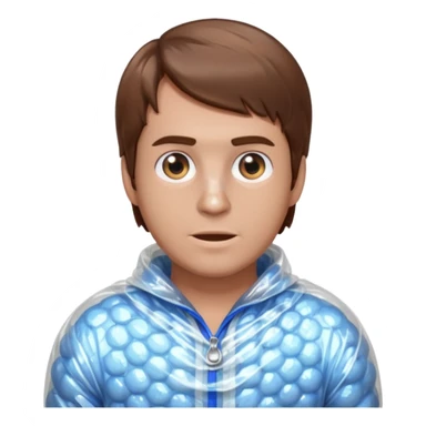 Brown haired man wrapped in bubble wrap sticker