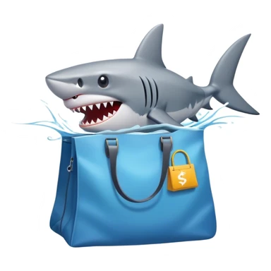 "Storm for Success" - a shark in a branded bag swims through a financial storm. sticker
