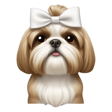 light brown and white shih tzu with bow on top of her head  sticker