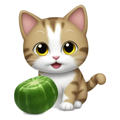 Kitty doing cucumber pack sticker