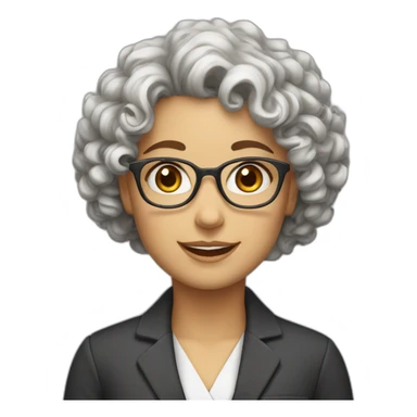 teacher-girl-curly hair-white face-happy sticker