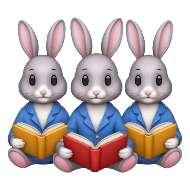 5 rabbits reading books sticker