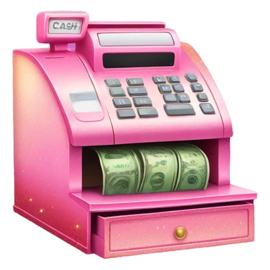 Pink ombré cash register with glitter  sticker