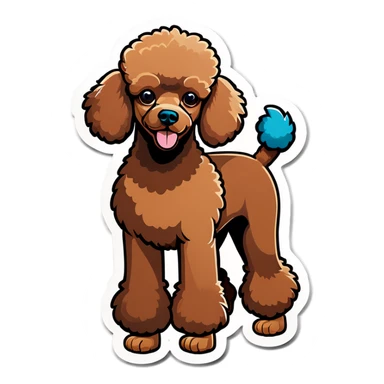 Brown poodle dog sticker