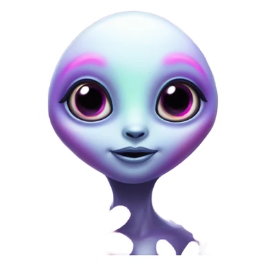 Lisa frank alien with big oval head and big black eyes with flowers sticker