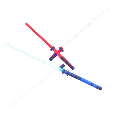 two lightsabers, one blue and one red, clashing with sparks sticker