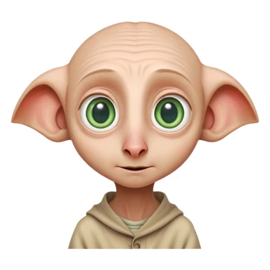 Dobby the house elf with big green eyes, floppy ears, friendly expression sticker