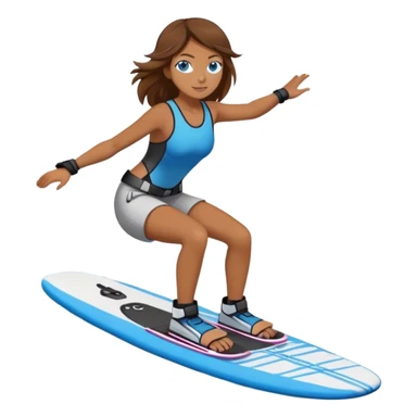 Mädchen braune Haare blaue Augen fährt Wakeboard  sticker