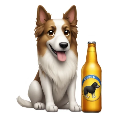 Dog with a beer sticker