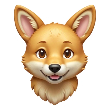 Cinematic Cute Dingo Portrait Emoji, Head tilted playfully and inquisitively, featuring a glossy sandy fur with naturally perky ears and round, sparkling amber eyes filled with curious mischief, Simplified yet irresistibly adorable features, highly detailed, glowing with a warm, friendly glow, high shine, affectionate and spirited, stylized with a touch of outback whimsy, bright and endearing, soft glowing outline, capturing the essence of a mischievous yet loving dingo, so playful it feels like it could bound out of the screen into your arms! sticker