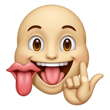 emoji with tongue out with hand in front sticker