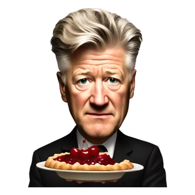 david lynch with a cherry pie sticker