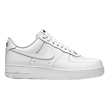 White Nike Air Force 1 sneaker with clean design and Nike swoosh from another angle sticker