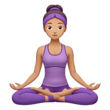 	A woman in purple yoga wear resting in child’s pose, soft white background, peaceful energy. sticker