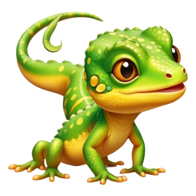 cinematic-cute-realistic gecko-portrait-emoji,-head-tilted-playfully-and-inquisitively,-featuring-a-small,-charming-body-with-smooth,-vividly-patterned-scales,-bright,-sparkling-eyes-and-delicate,-sticky-toe-pads,-simplified-yet-irresistibly-adorable sticker