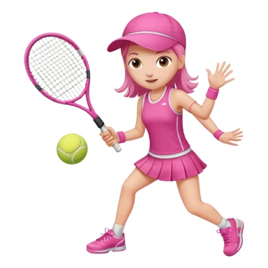 A pink girl playing tennis sticker