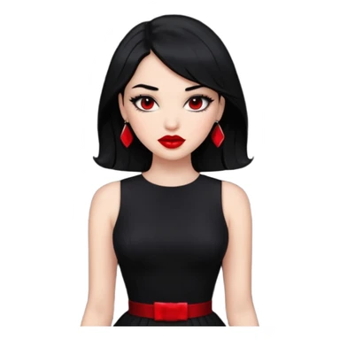 “Emoji girl, femme fatale, black hair. megan fox vibes black dress sticker