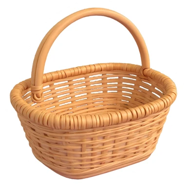simple wicker basket, 3D, natural woven texture, no text sticker