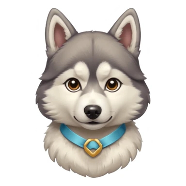 husky with head ribbon and shirt sticker