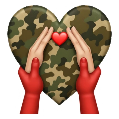 Camo heart in Caucasian hands sticker