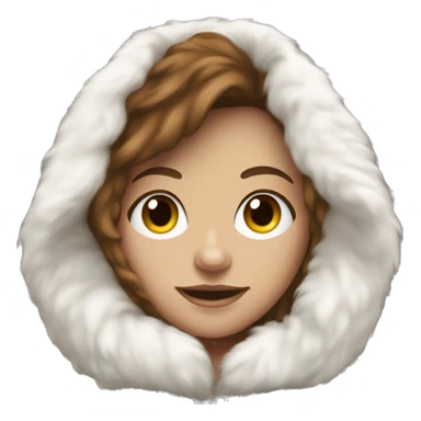 Oversized white fluffy hoodie on a brown haired white girl  sticker