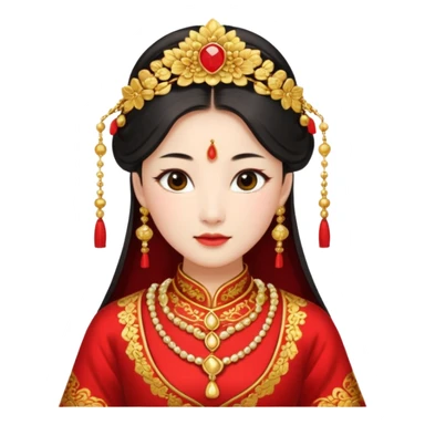 Chinese bride getup, heavy jewelary, traditional. sticker