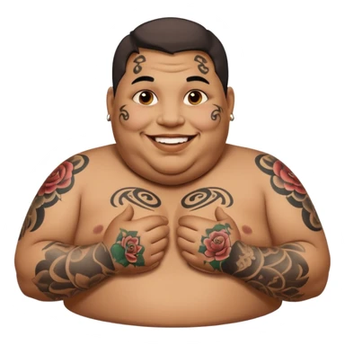 obese man with lots of face tattoo sticker