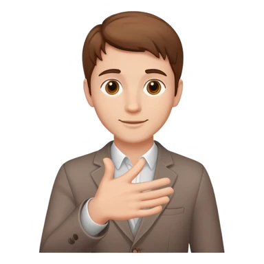 charming brown-haired man, one hand out in a welcoming pose sticker