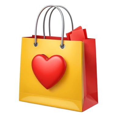 yellow heart with a shopping bag sticker