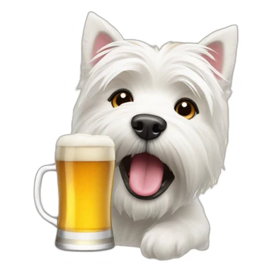 west highland white terrier with beer sticker