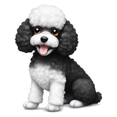 half Black and white toy poodle sticker