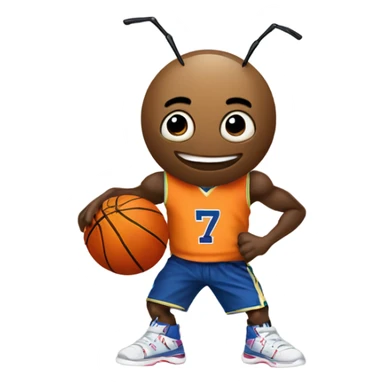 Ant playing basketball with the tshirt numer 74 sticker