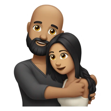 Bald man with black beard hugging girl with long black hair sticker