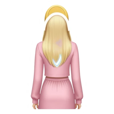 close up back view of long blonde hair and light pink clothes sticker
