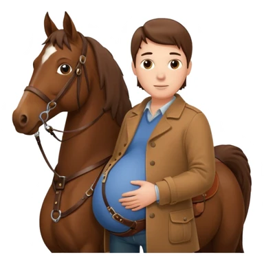 pregnant man  with horse sticker