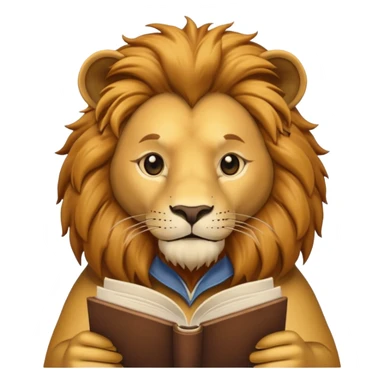 lion reading a book sticker