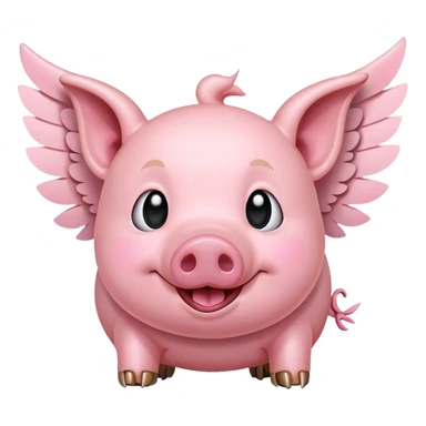 smiley face winged flying pig  sticker
