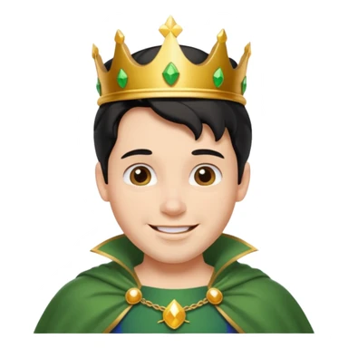 Snow White’s Prince Disney, smiling, wearing a green cape, golden crown sticker