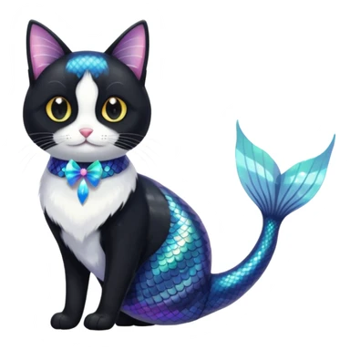 mermaid tuxedo cat sticker