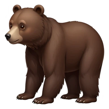Minimalist darker brown bear walking on four paws, realistic features, deep chocolate brown fur sticker