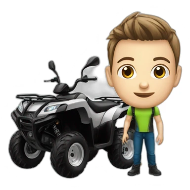 Young man with atv quad cfmoto sticker