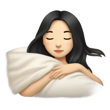 Pretty Chinese girl, long black hair, sleeping in bed sticker