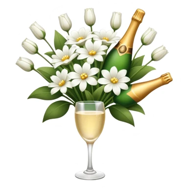 arranjos de flores num buque cor champagne e branco   sticker