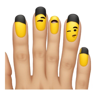 4 yellow painted nails with middle nail painted black  sticker