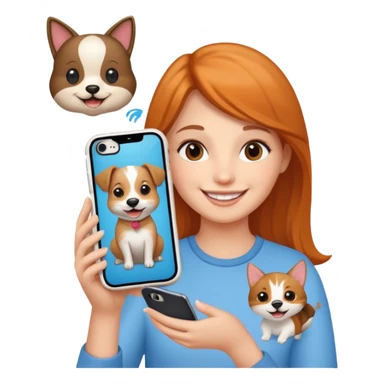 girl holding an iphone case with pets sticker