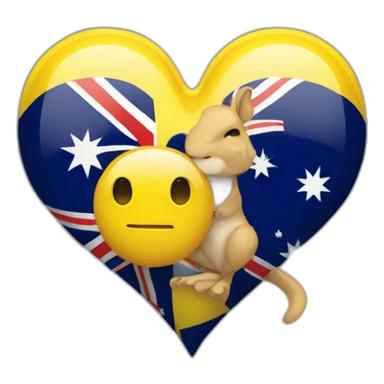 yellow heart wearing australia flag sticker