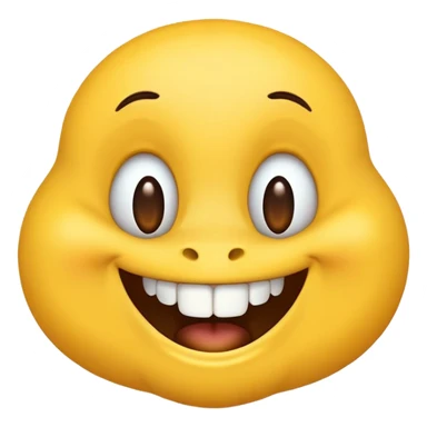 Yellow emoji smiling with gapped teeth and a mole on its left side of its neck sticker