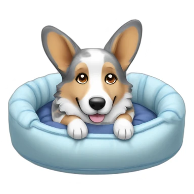 Blue Merle corgi sleeping in dog bed sticker
