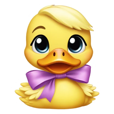 Baby duck wearing a bow on head sticker