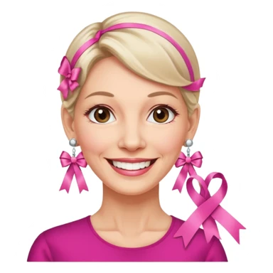 Mature Women with earrings of pink ribbons sticker